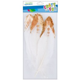 PLUMES DÉCORATIFS BLANC/OR 17-22 CM CRAFT WITH FUN 463658